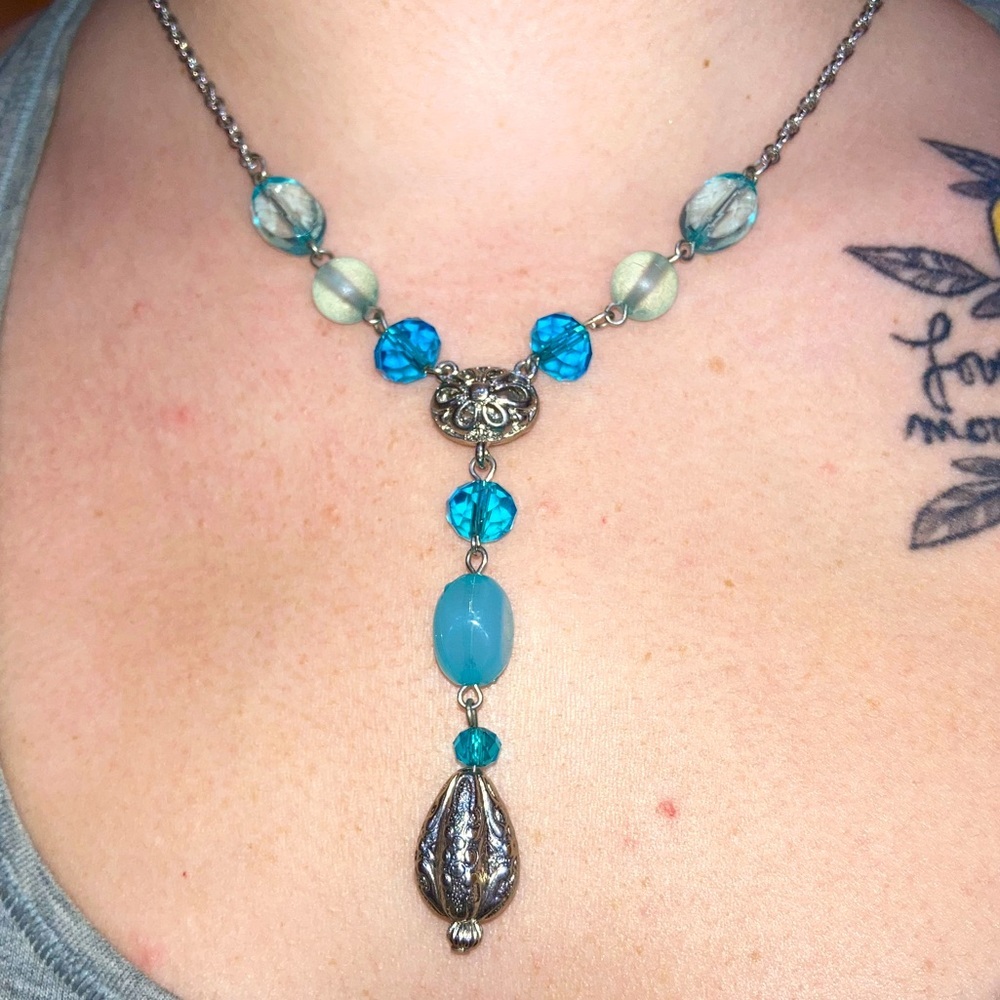 BLUE Beaded Necklace